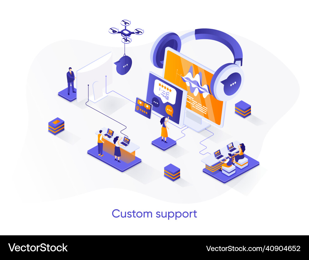 Custom support isometric web banner Custom support isometric web banner vector image