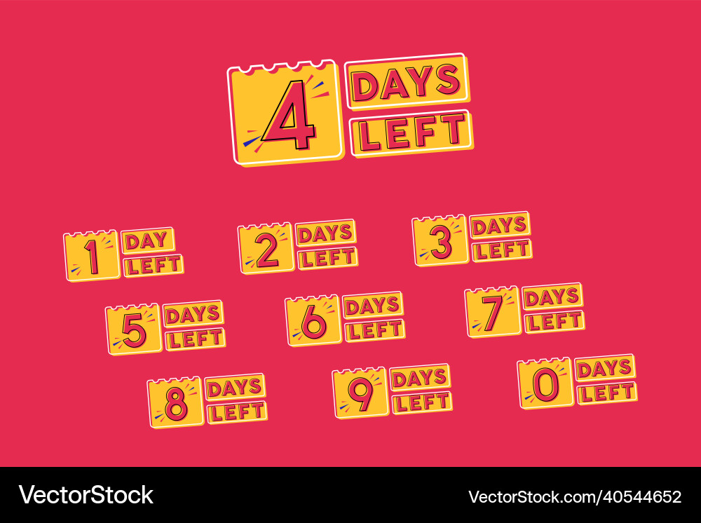 Flashing colorful retro numbers of days left Flashing colorful retro numbers of days left vector image