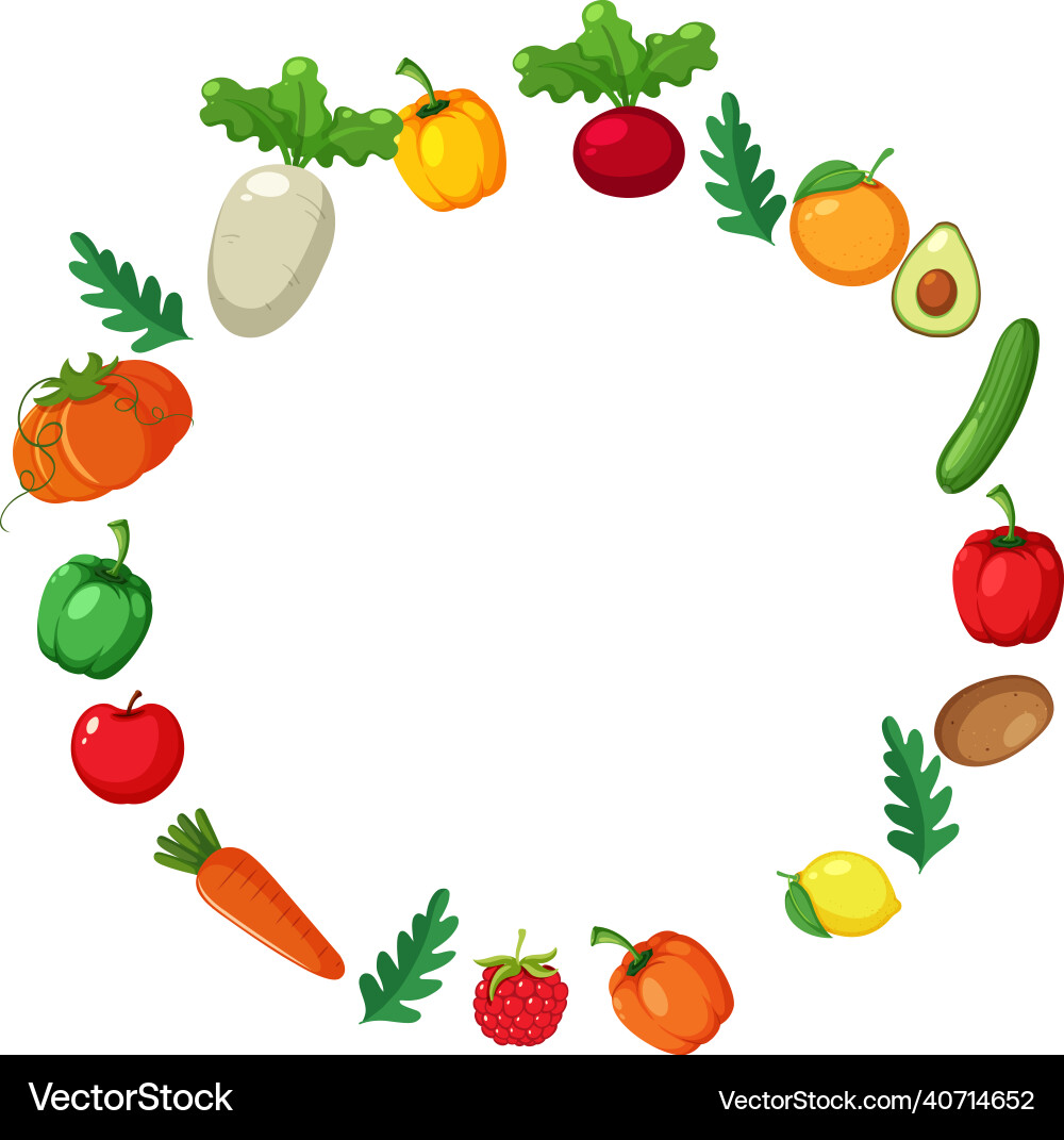 Fresh Fruit and Vegetable Border – Royalty-Free Vector | VectorStock, image size:1000x1071
