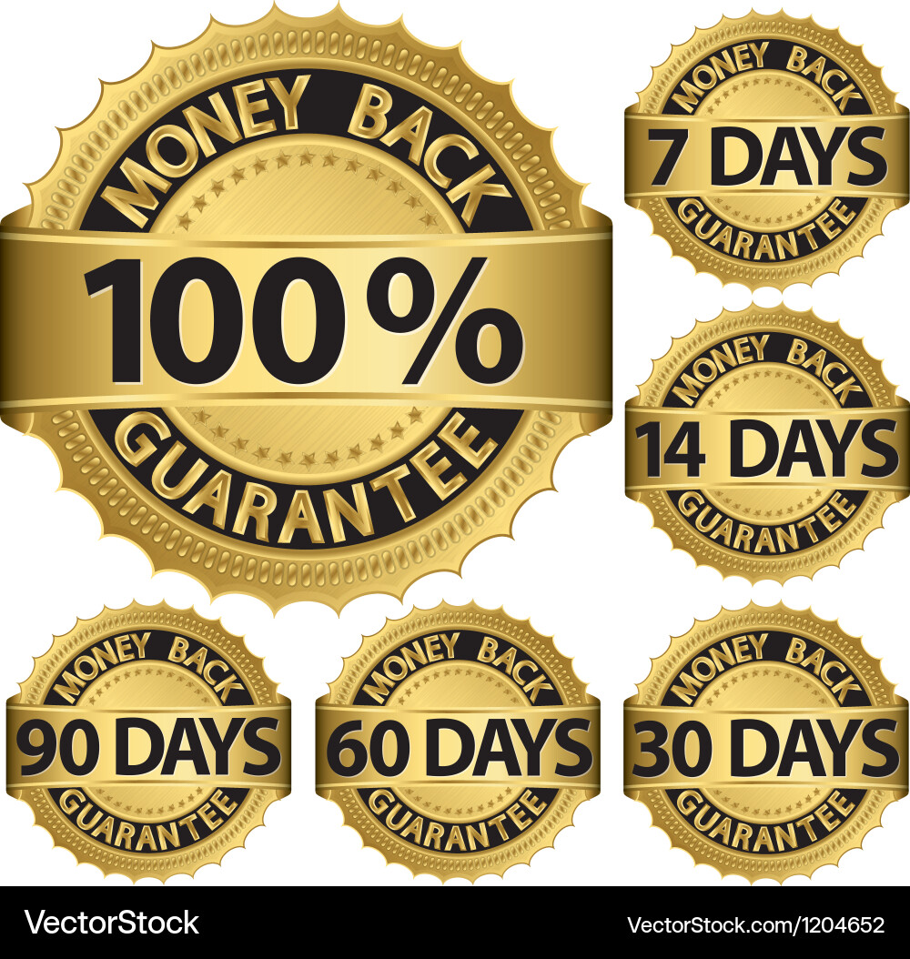 Golden Guarantee Labels Set vector image