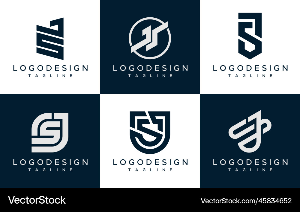 J s js logo design collection Vector Image