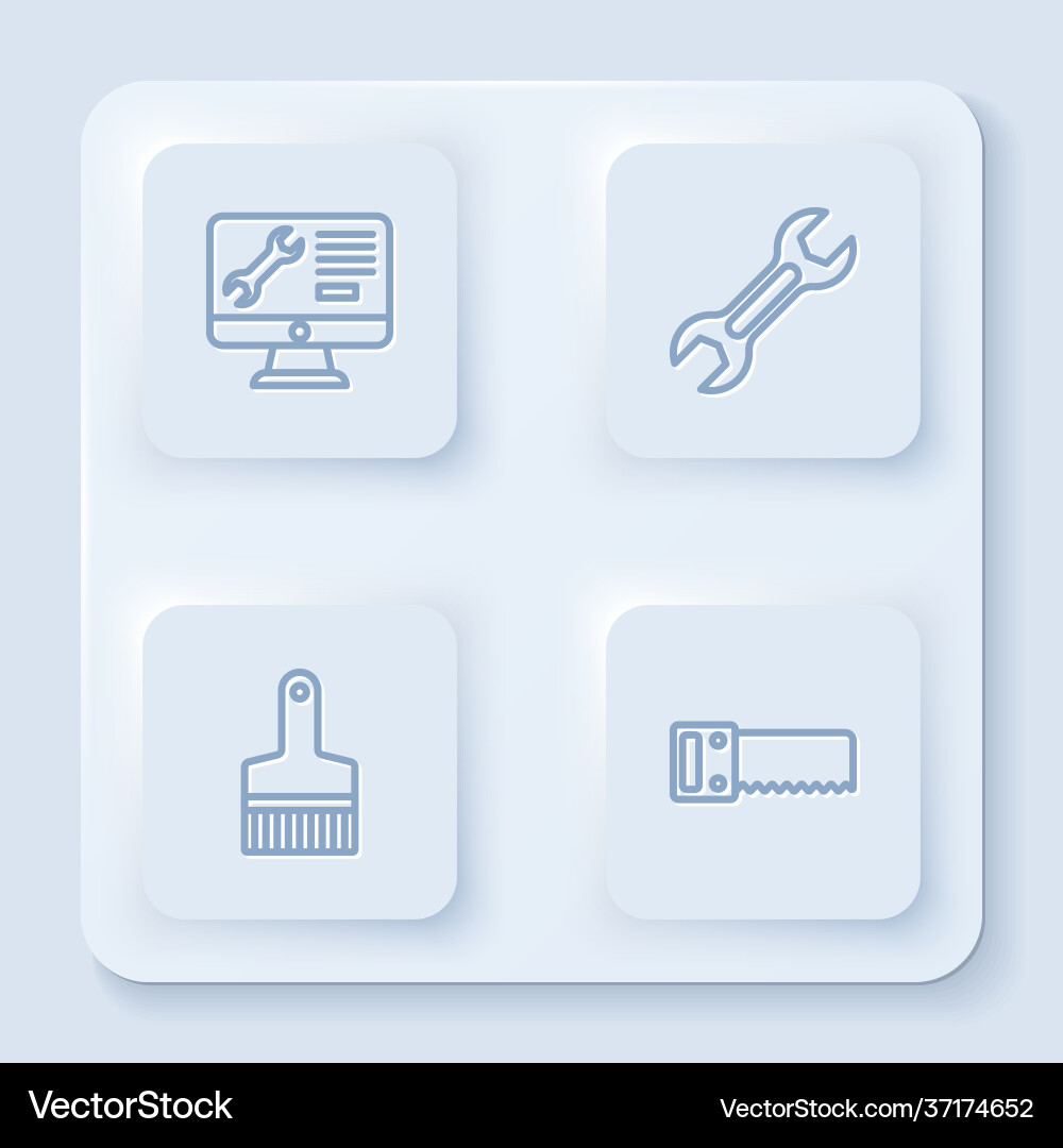 Set line computer monitor service wrench spanner Set line computer monitor service wrench spanner Vector Image