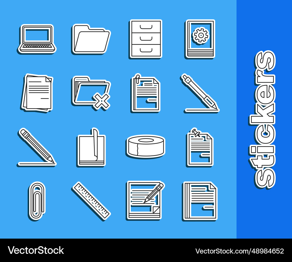 Set line file document note paper with pinned Set line file document note paper with pinned vector image