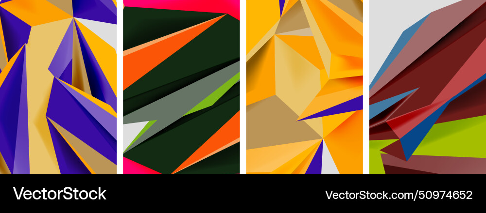 Set of mosaic triangle pattern abstract posters Vector Image