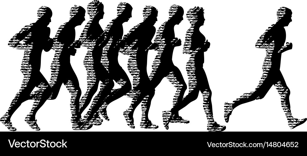 Set of silhouettes runners on sprint men vector image