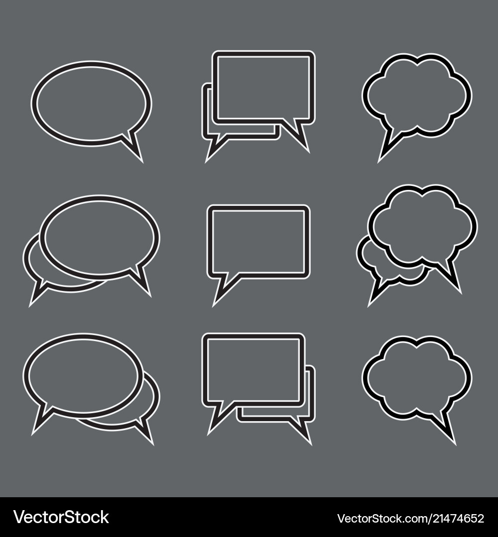 Set of speech bubble linear icons vector image