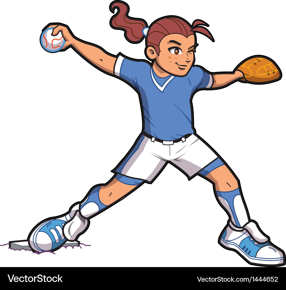 Softball Pitcher - Young Female Athlete vector image