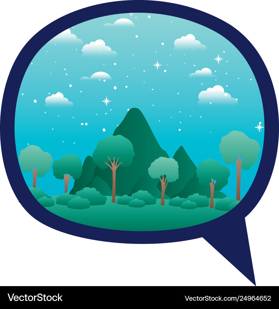 Speech bubble with landscape view isolated icon Vector Image