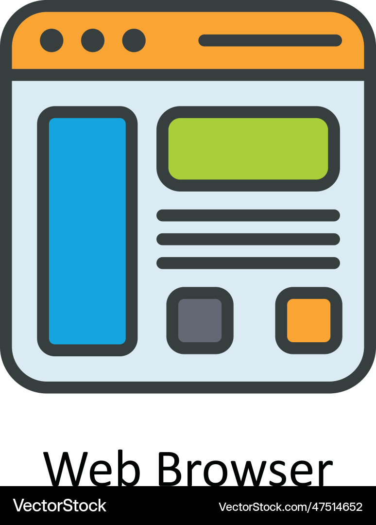 Web browser fill outline icon design illus vector image