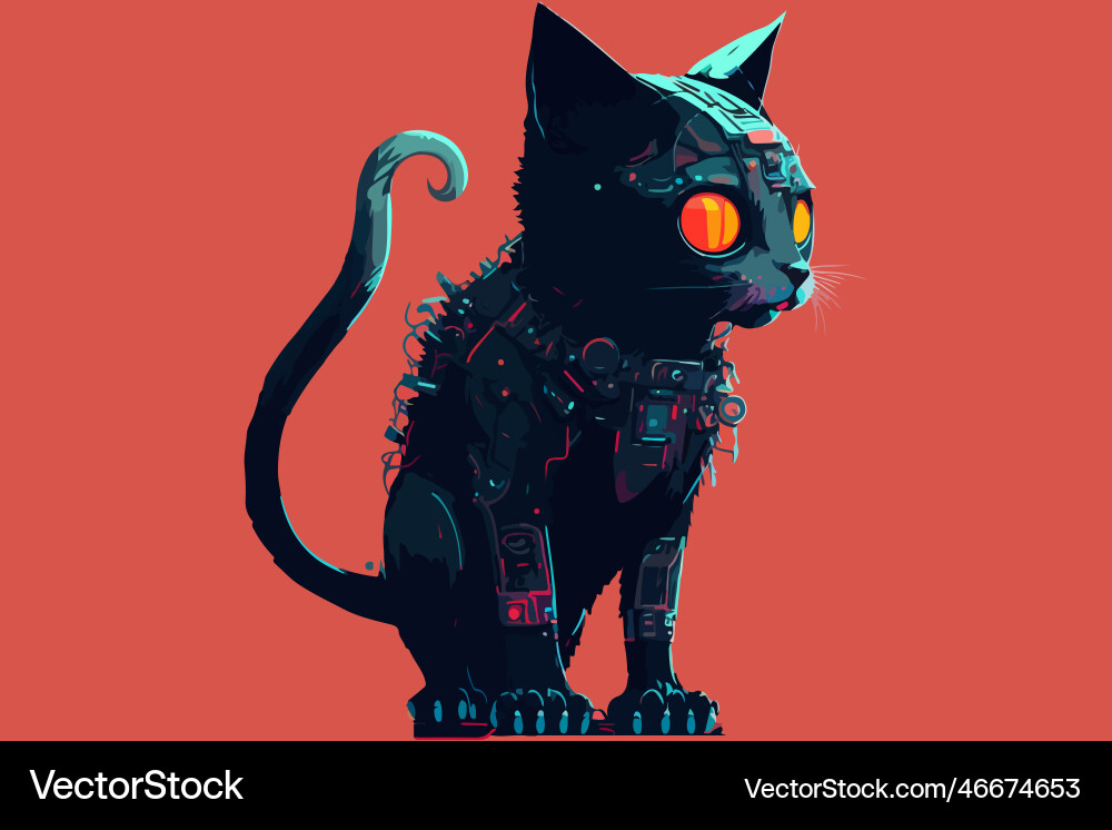 Cat cyberpunk Royalty Free Vector Image - VectorStock