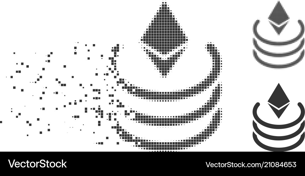 Ethereum portal dissolved pixel halftone icon vector image