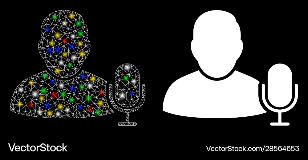 Flare mesh 2d user microphone icon with Flare mesh 2d user microphone icon with vector image