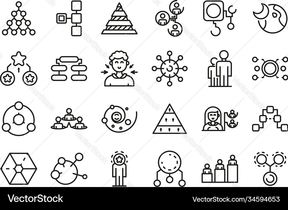Hierarchy icons set outline style Hierarchy icons set outline style vector image