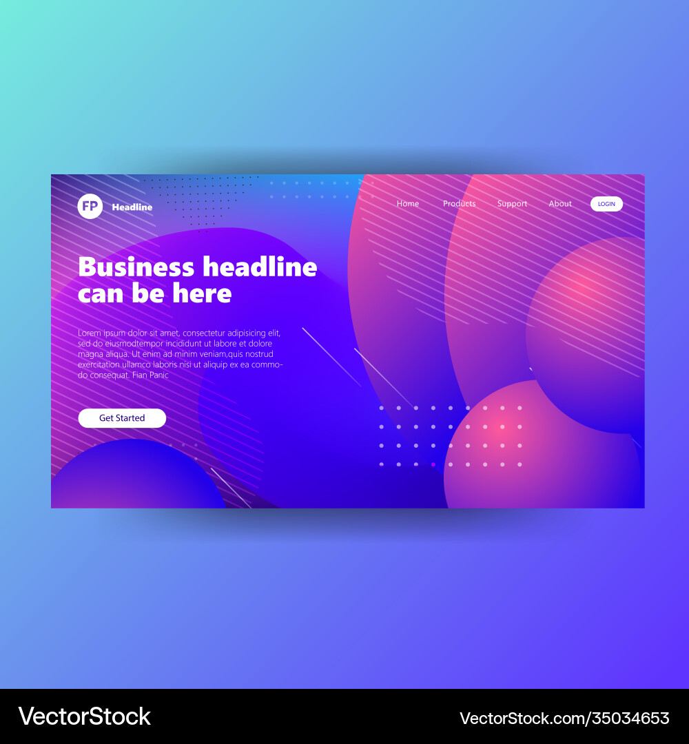 Landing page template with gradient modern webpage Landing page template with gradient modern webpage vector image