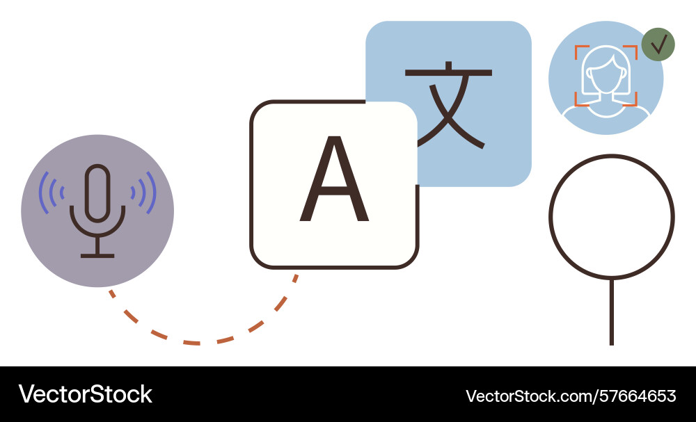 Language translation process with speech-to-text vector image