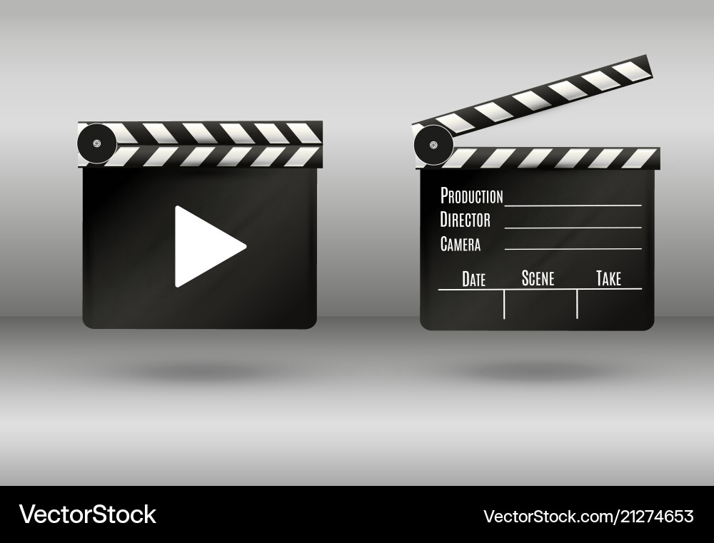 Realistic clappercinemaboard on a white Royalty Free Vector