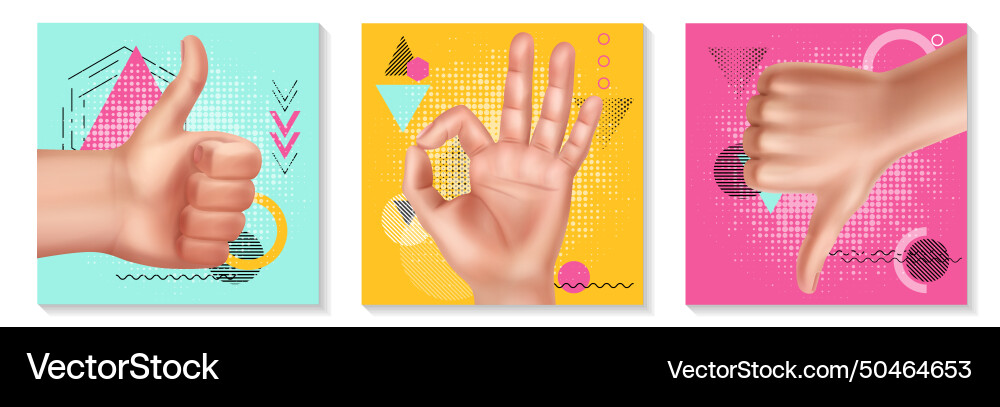 Realistic hand gestures collection Realistic hand gestures collection vector image