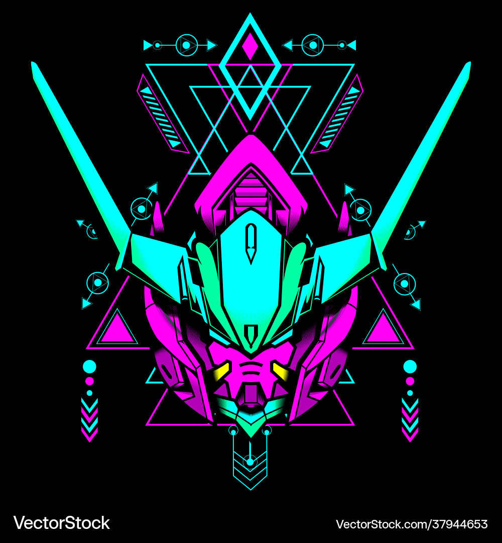 Robot head with retro style color can use Vector Image