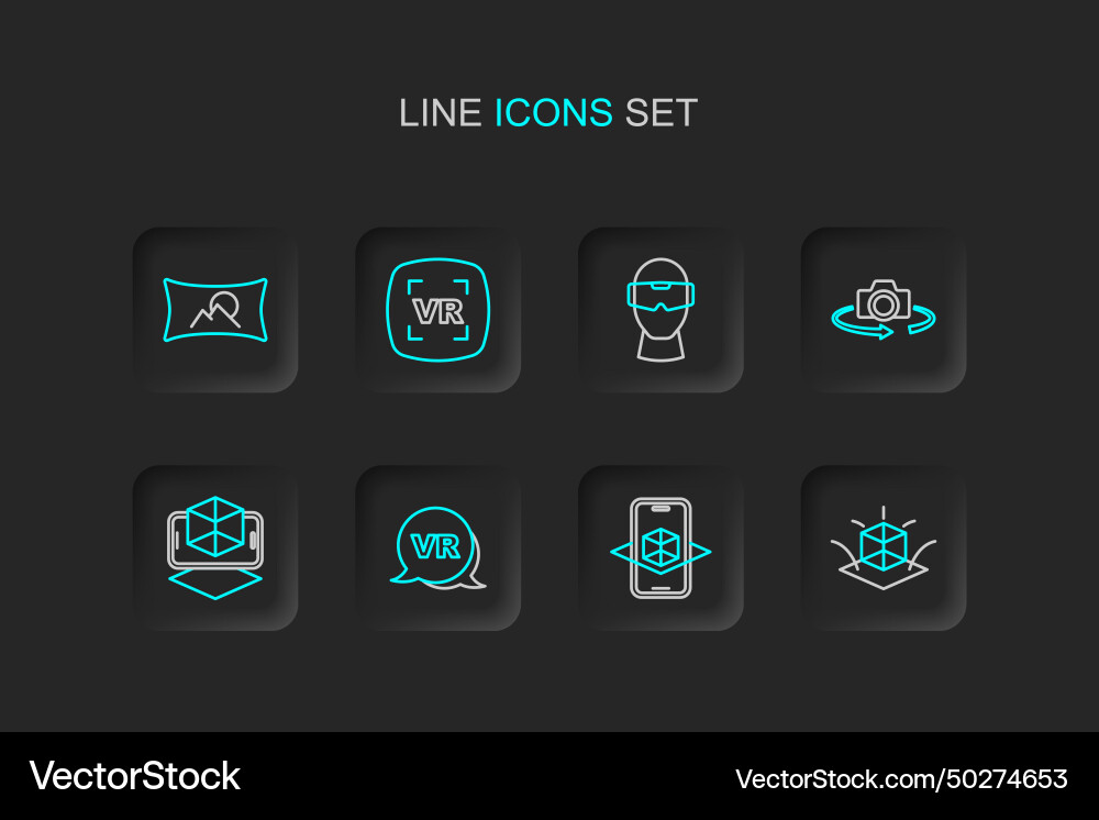 Set line 3d modeling virtual reality 360 degree Set line 3d modeling virtual reality 360 degree vector image