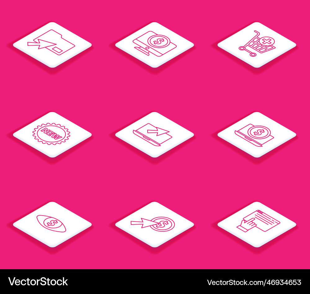 Set line cursor click document folder computer Set line cursor click document folder computer Vector Image