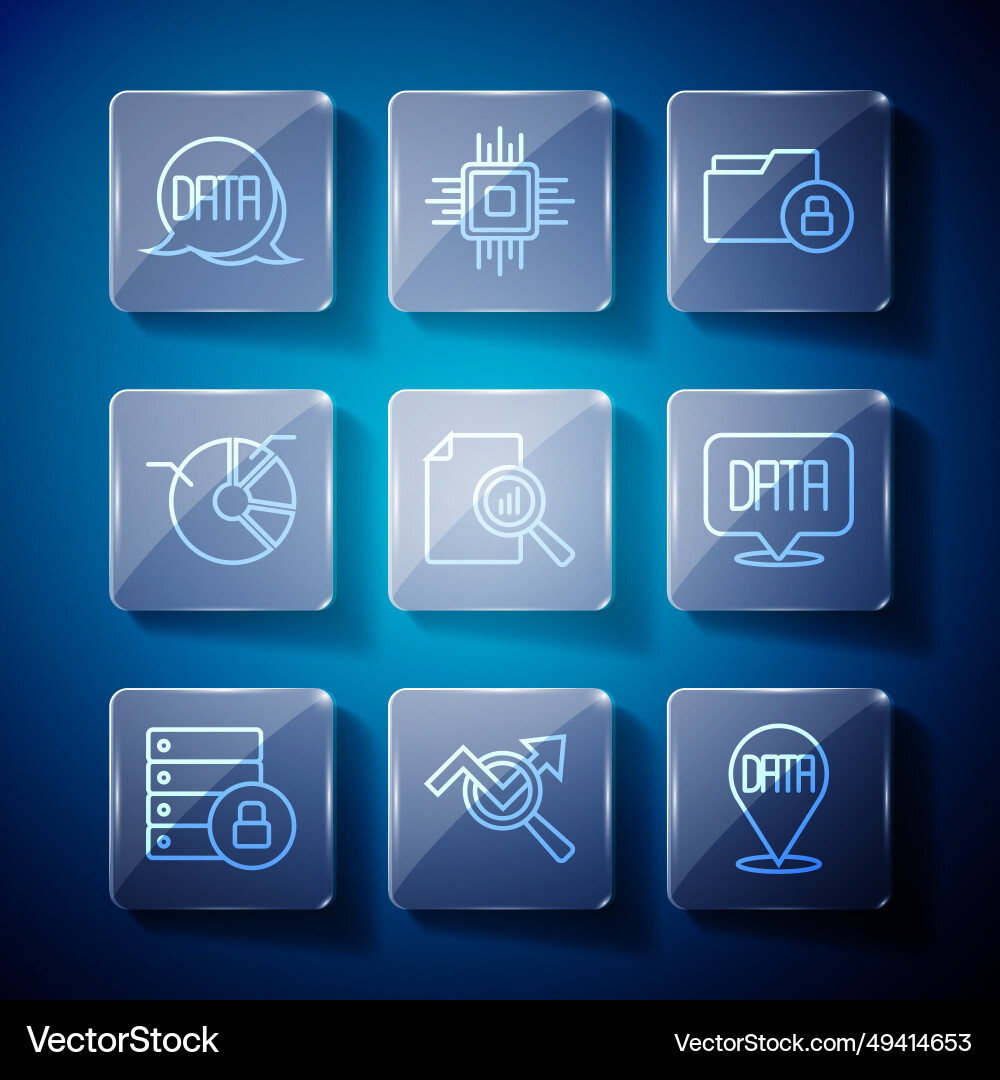 Set line server security with padlock search data vector image