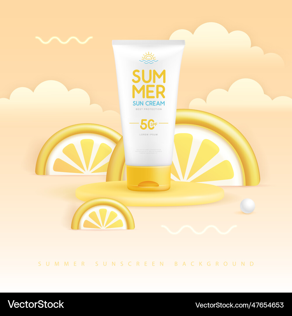 Sommer Hintergrund mit 3d Stgae und Sonnenschutzschlauch Sommer Hintergrund mit 3d Stgae und Sonnenschutzschlauch vektorbild