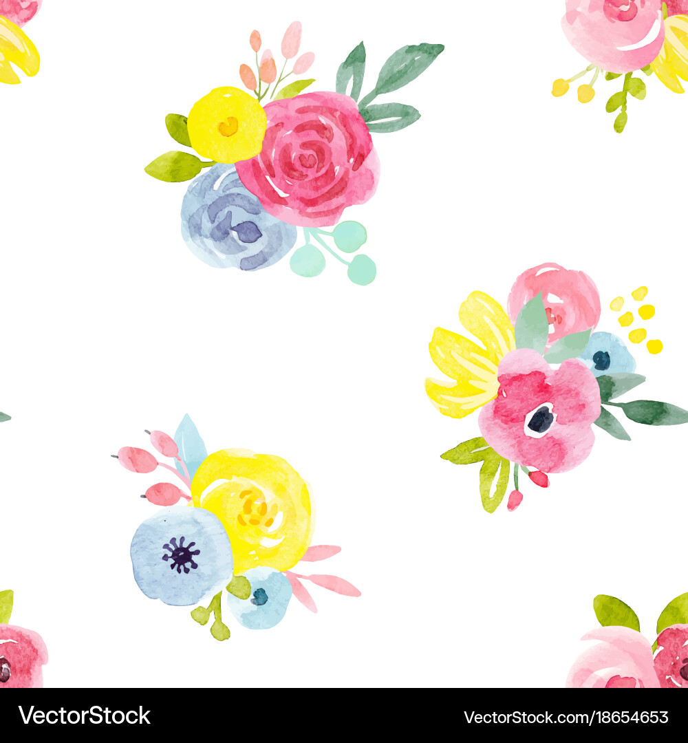 Watercolor Floral Pattern Vector Image
