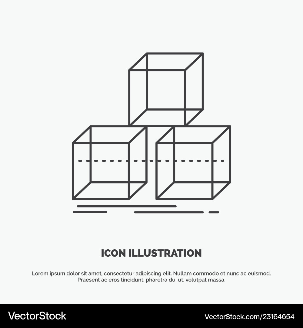 Arrange design stack 3d box icon line gray symbol Arrange design stack 3d box icon line gray symbol vector image
