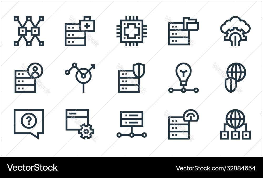 Big data line icons linear set quality vector image