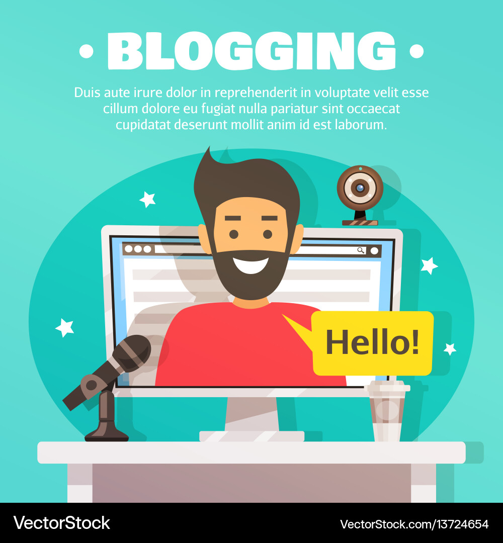 Blogger Workspace - Digital Content Creation vector image