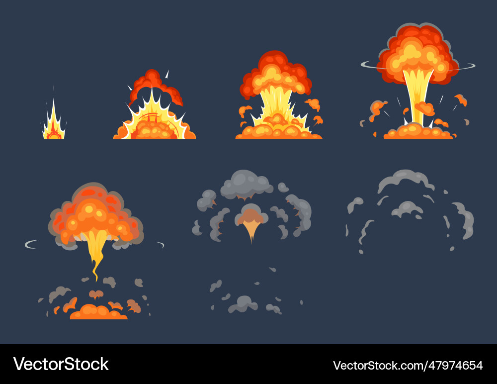 Cartoon bomb explosion animation exploding Vector Image