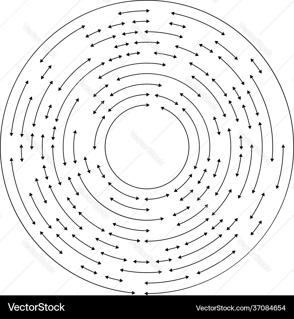 Circular concentric arrows in opposite direction Vector Image