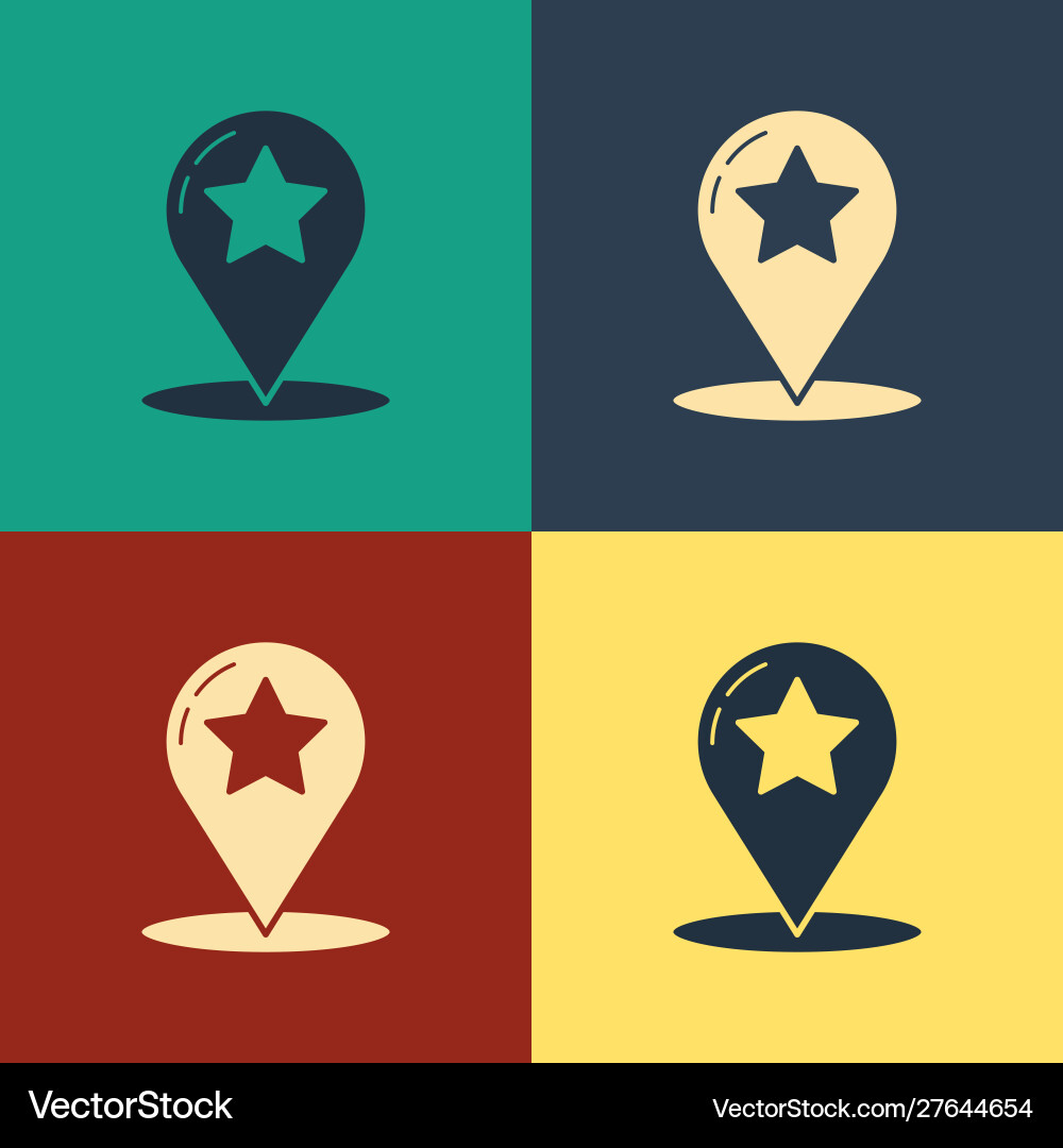 Color map pointer with star icon isolated on Vector Image