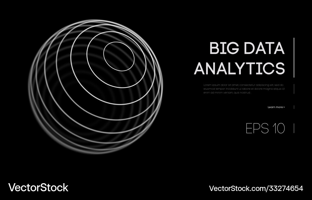 Data Analytics Sphere - Black Background Vector Image