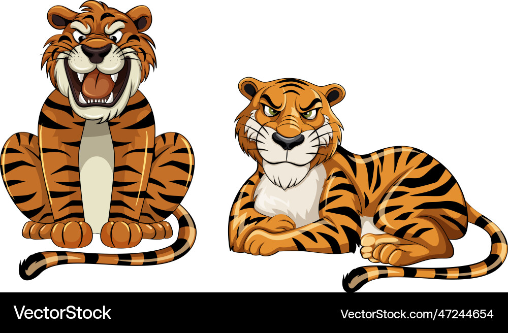 Fierce tiger in cartoon style vector image