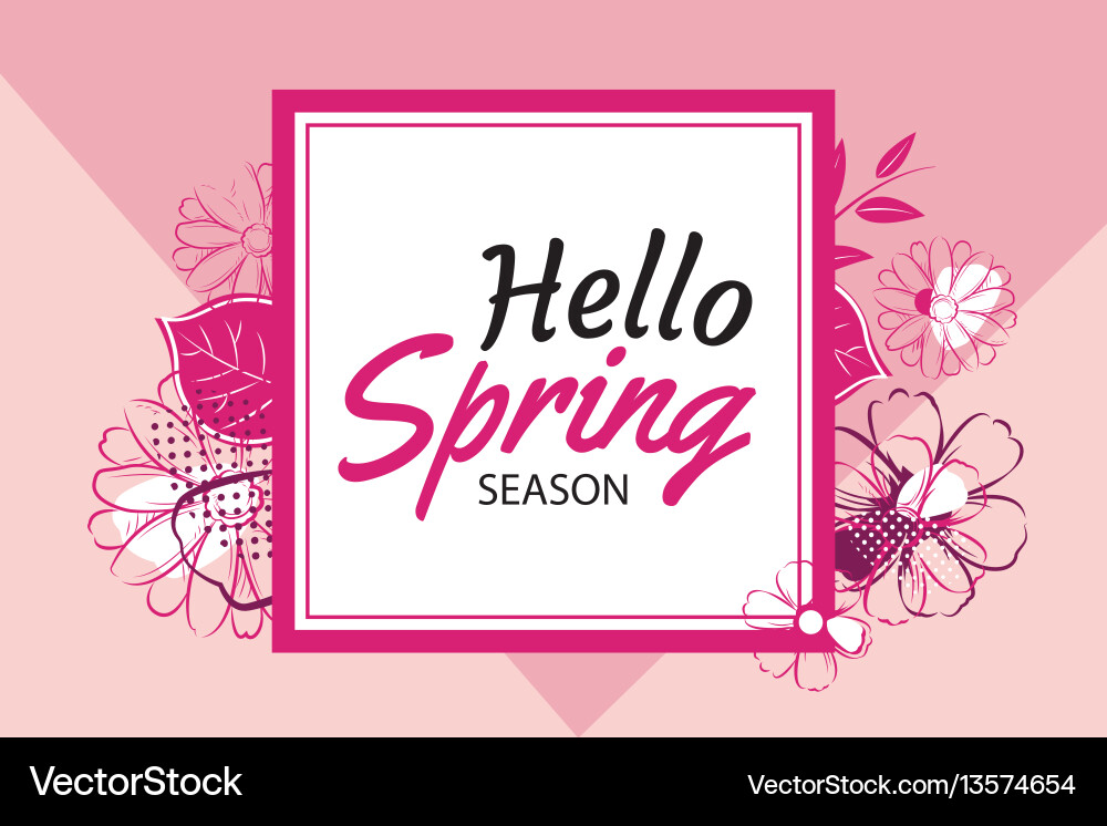 Hello spring banner template with colorful Vector Image