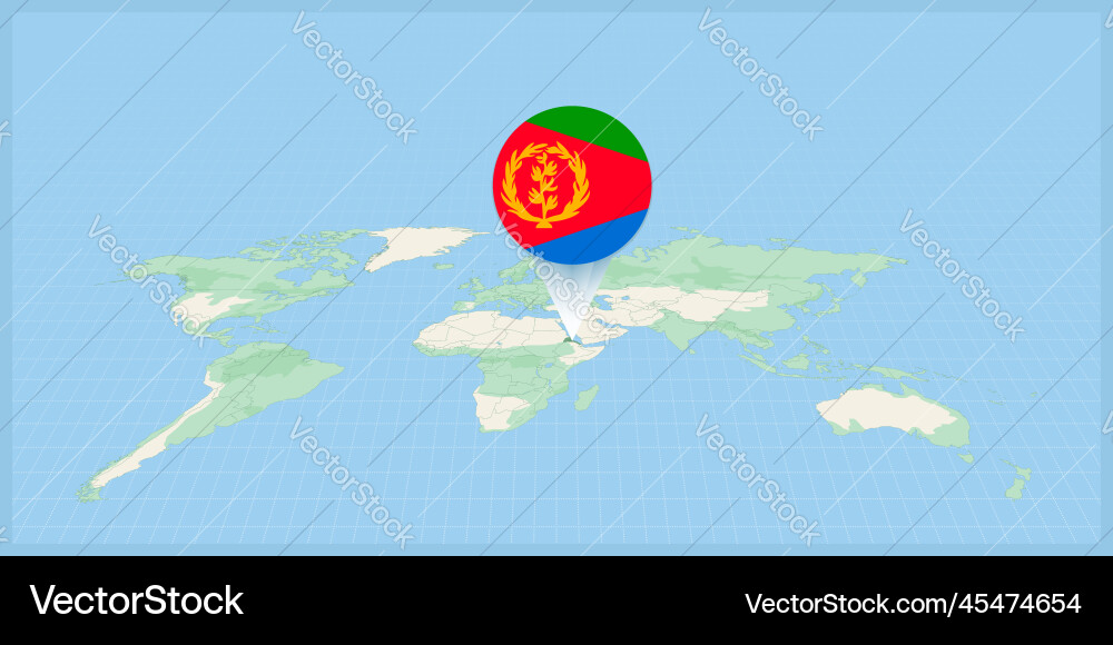 Location of eritrea on the world map marked vector image