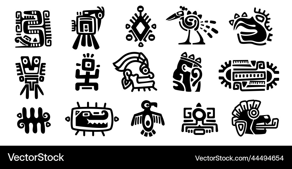 Mayan Tribal Symbols Vector Image