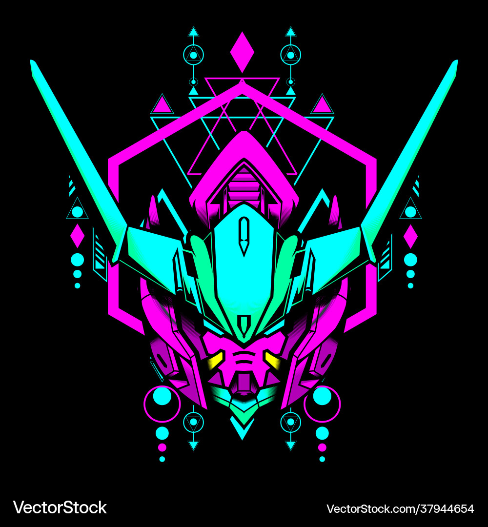 Robot head with retro style color can use Vector Image