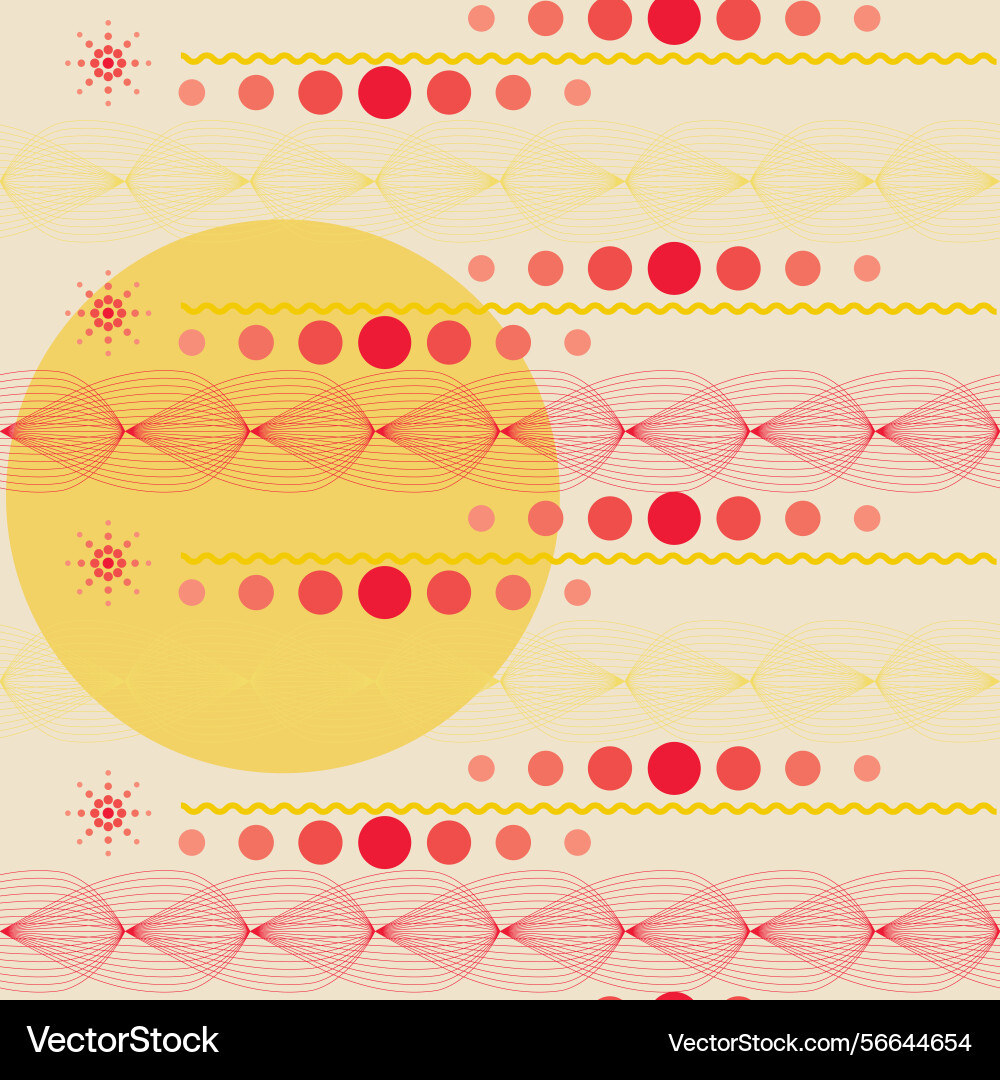 Seamless pattern with circles and waves in retro Vector Image