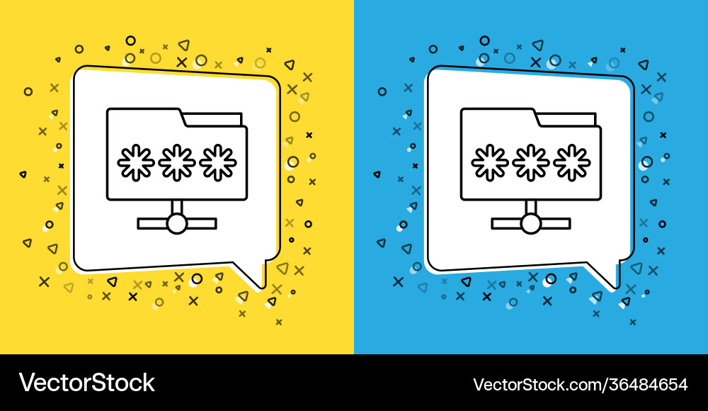 Set line folder with password notification icon vector image