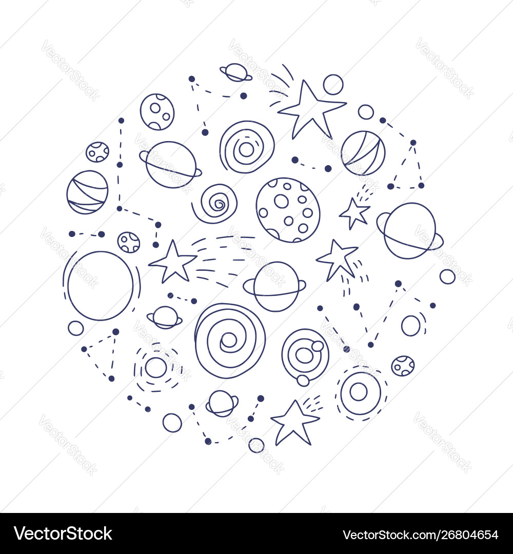 Space objects and symbols set Vector Image