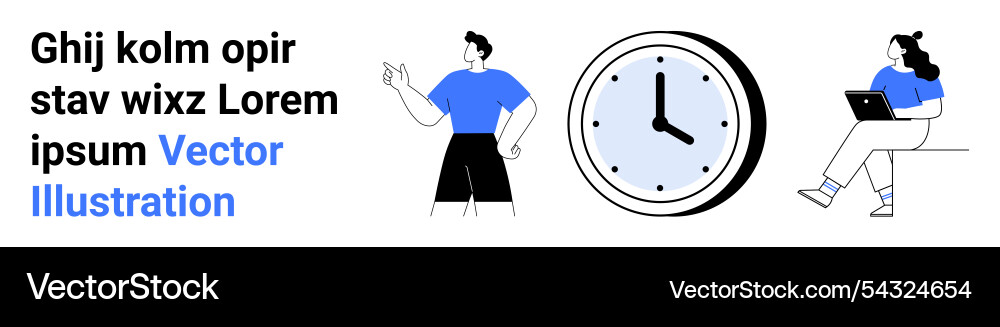 Time management concept with characters clock Vector Image
