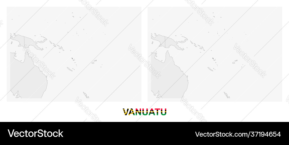 Two versions map vanuatu with flag Vector Image