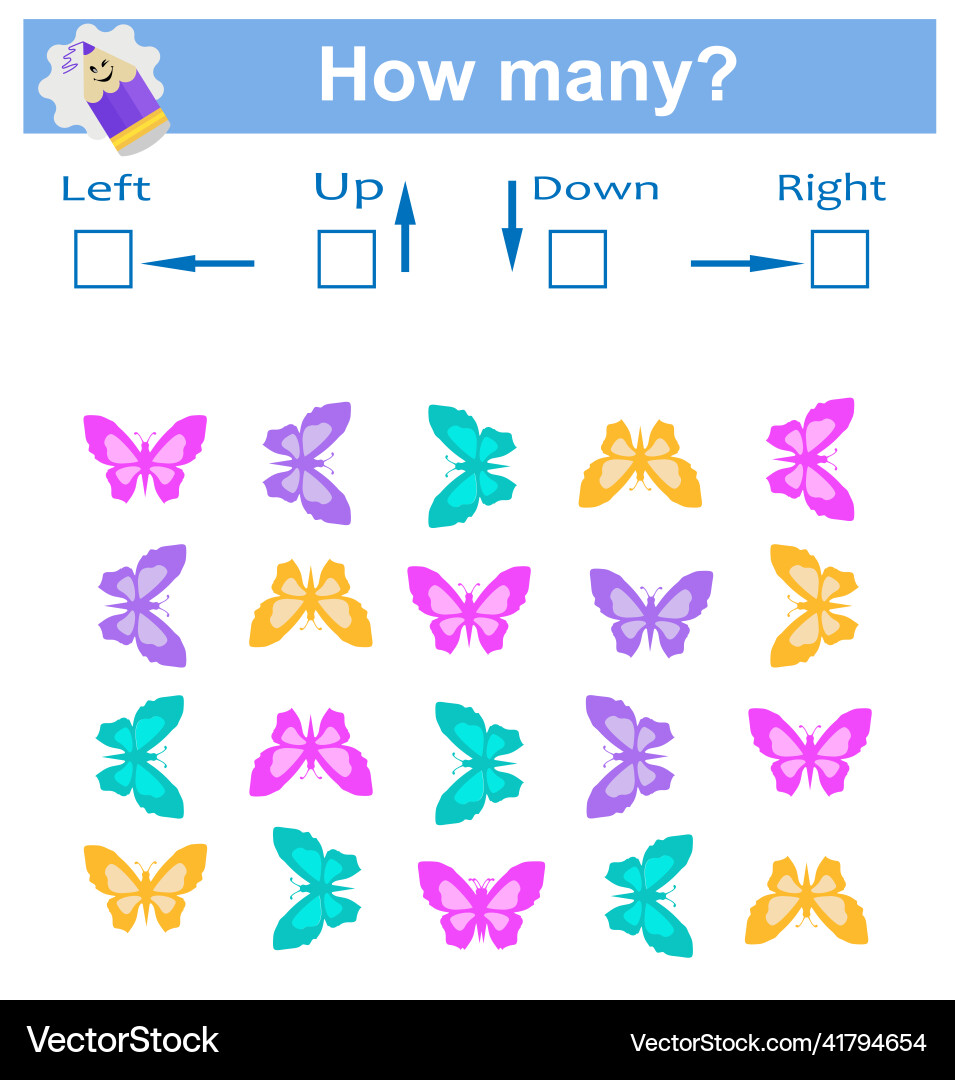 Visual logic game left or right up down vector image