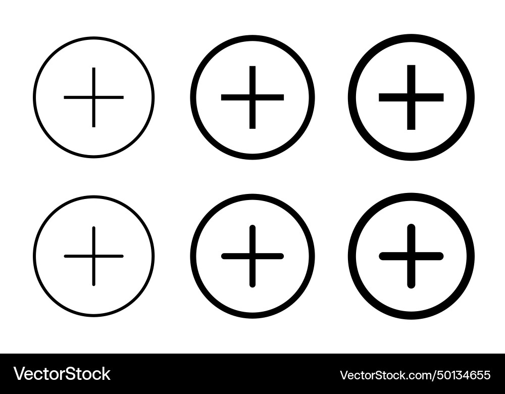 Add button icon in line style plus sign Vector Image