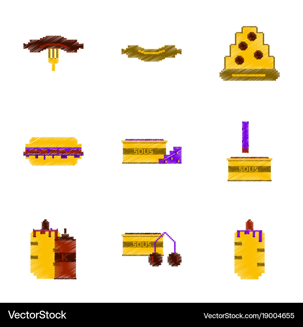 Assembly of flat shading style pixel icon fast vector image
