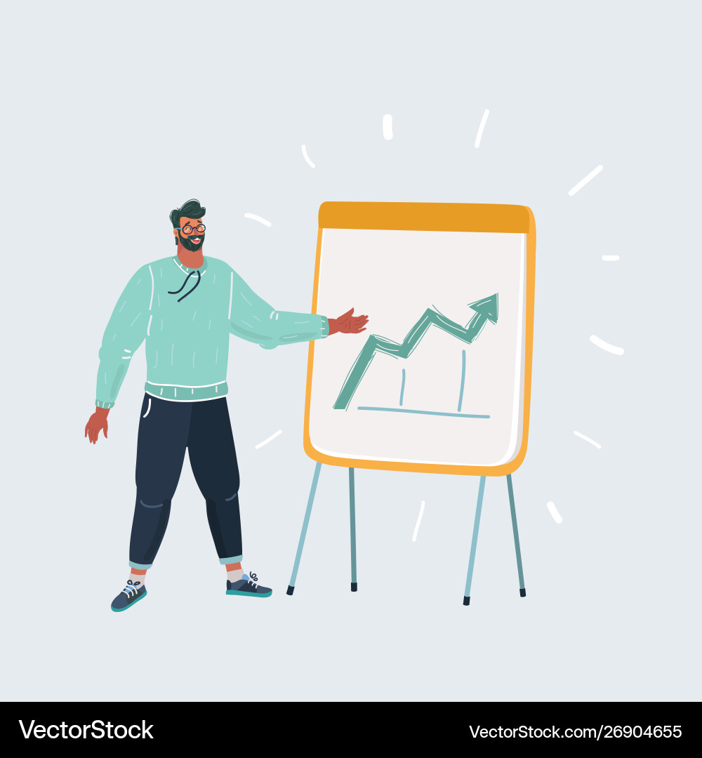 Businessman Presenting at Flipchart vector image