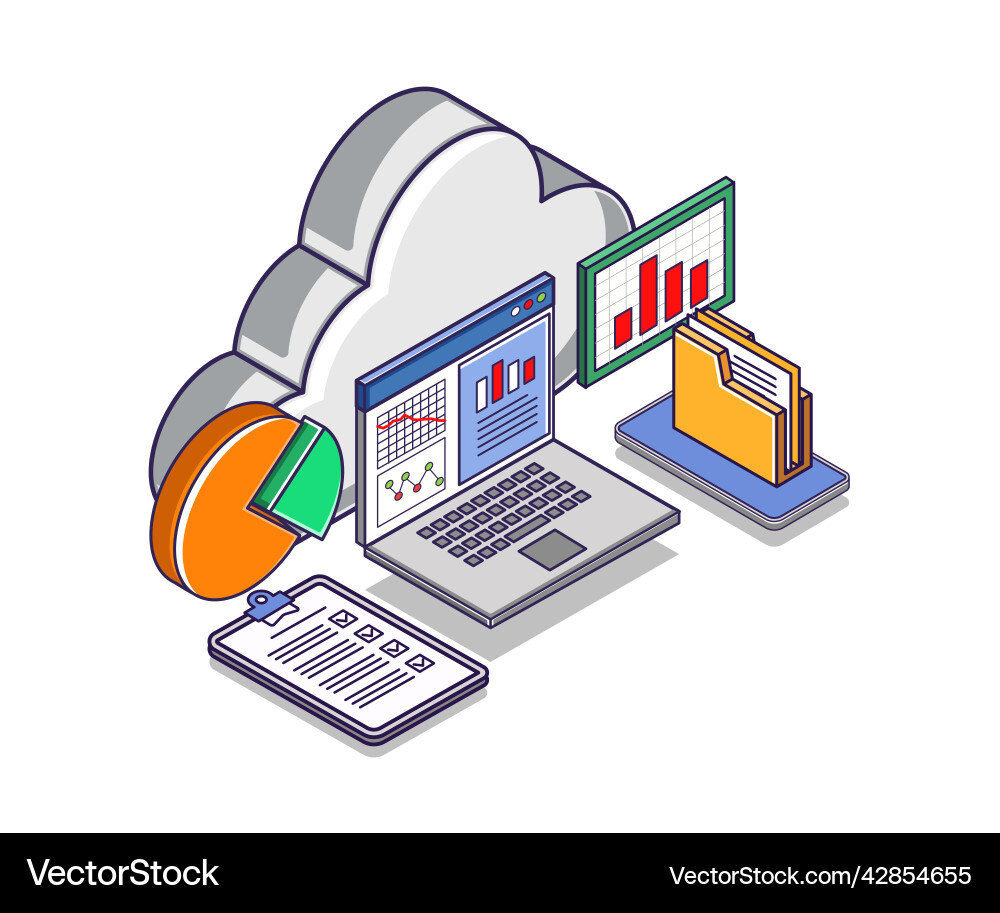 Cloud server data analysis Vector Image