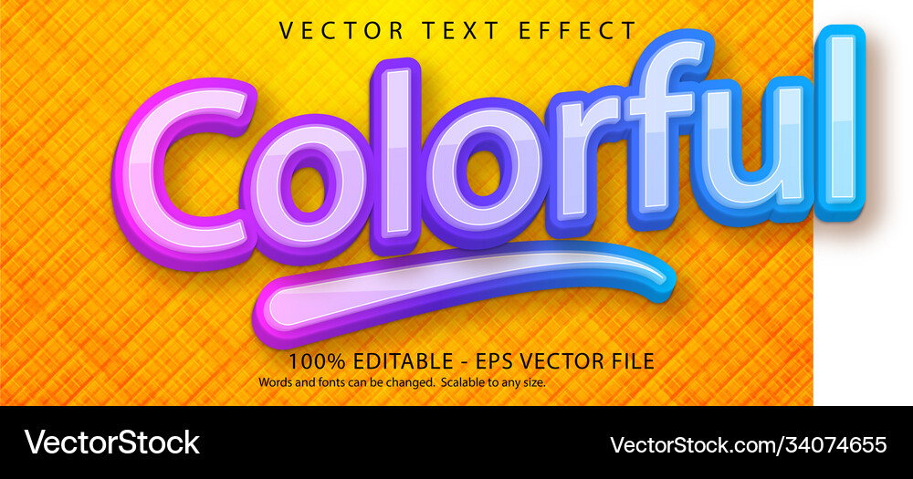 Colorful text multicolor gradient style editable Colorful text multicolor gradient style editable Vector Image